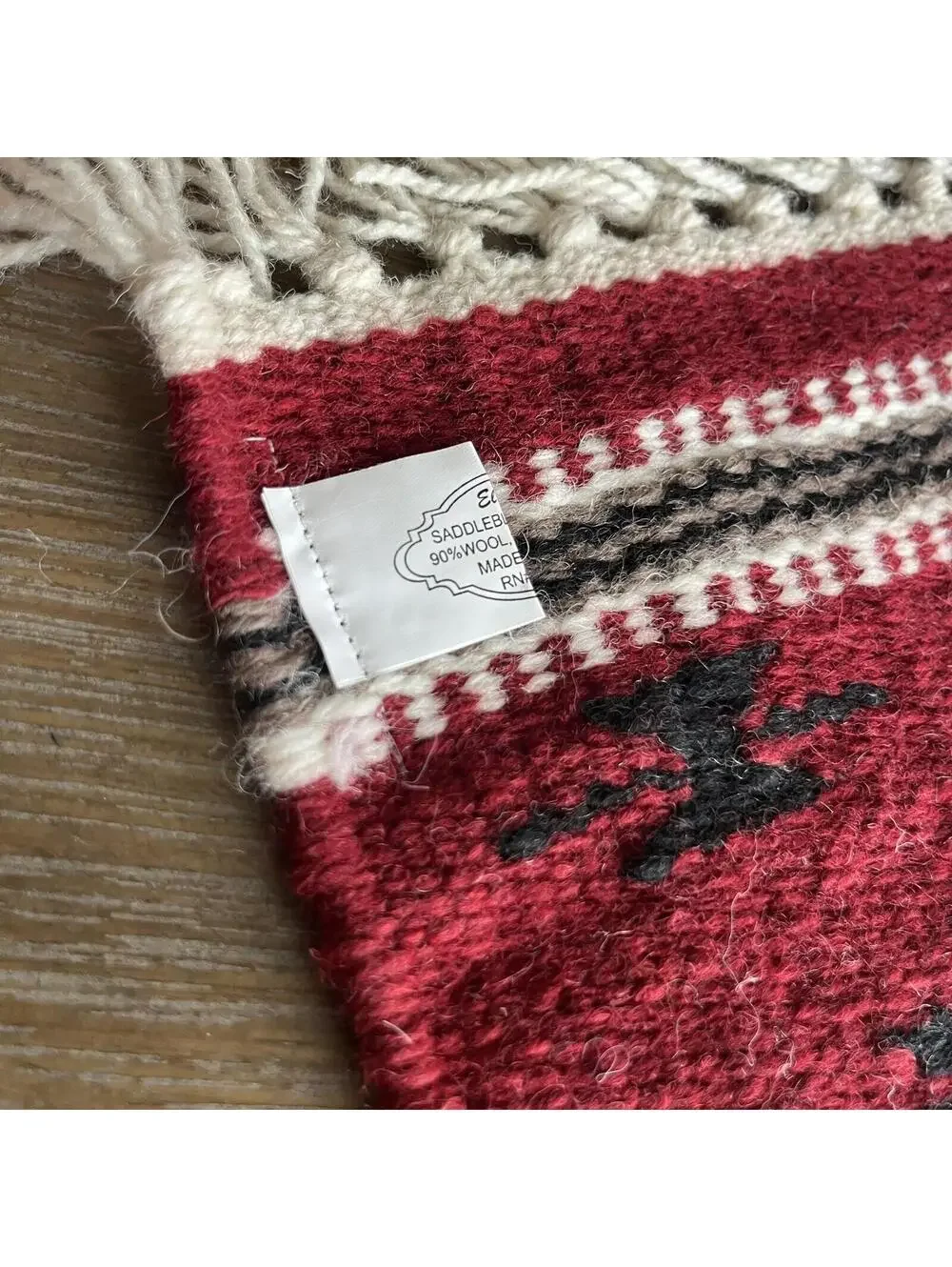 El Paso Blanket Company Woven Table Rug Fringe 90% Wool 15”x 10.5”